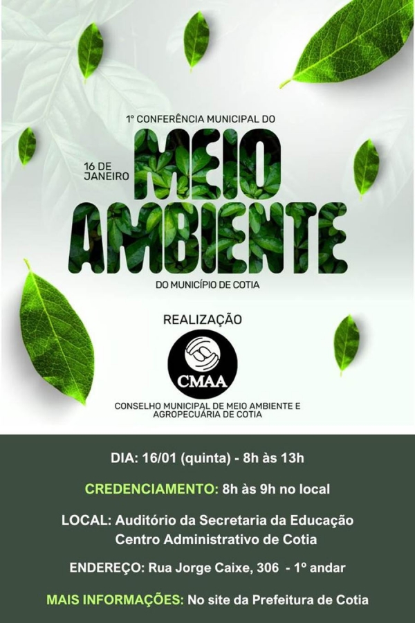 Dia 16 acontece a 1&ordf; Confer&ecirc;ncia Municipal do Meio Ambiente