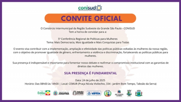 Convite 5&ordf; Confer&ecirc;ncia Regional 2025 &ndash; CONISUD